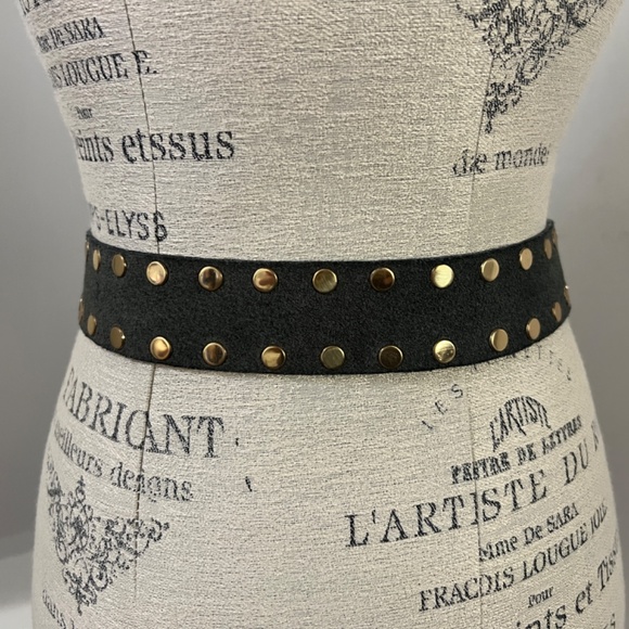 VINTAGE 80s Sage/Olive Suede Gold Tone Bling Studded Fashion Belt - unique! main image 9